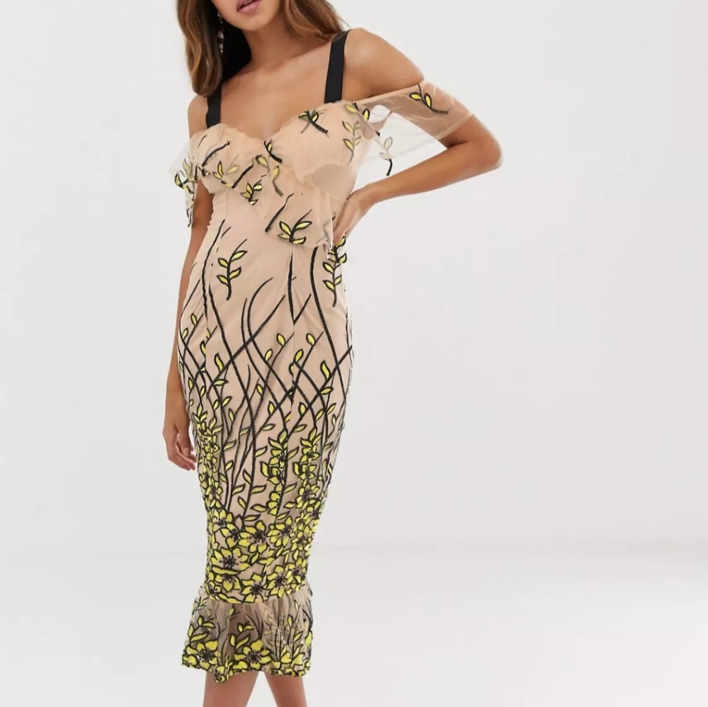 Nude Black Midi Dress